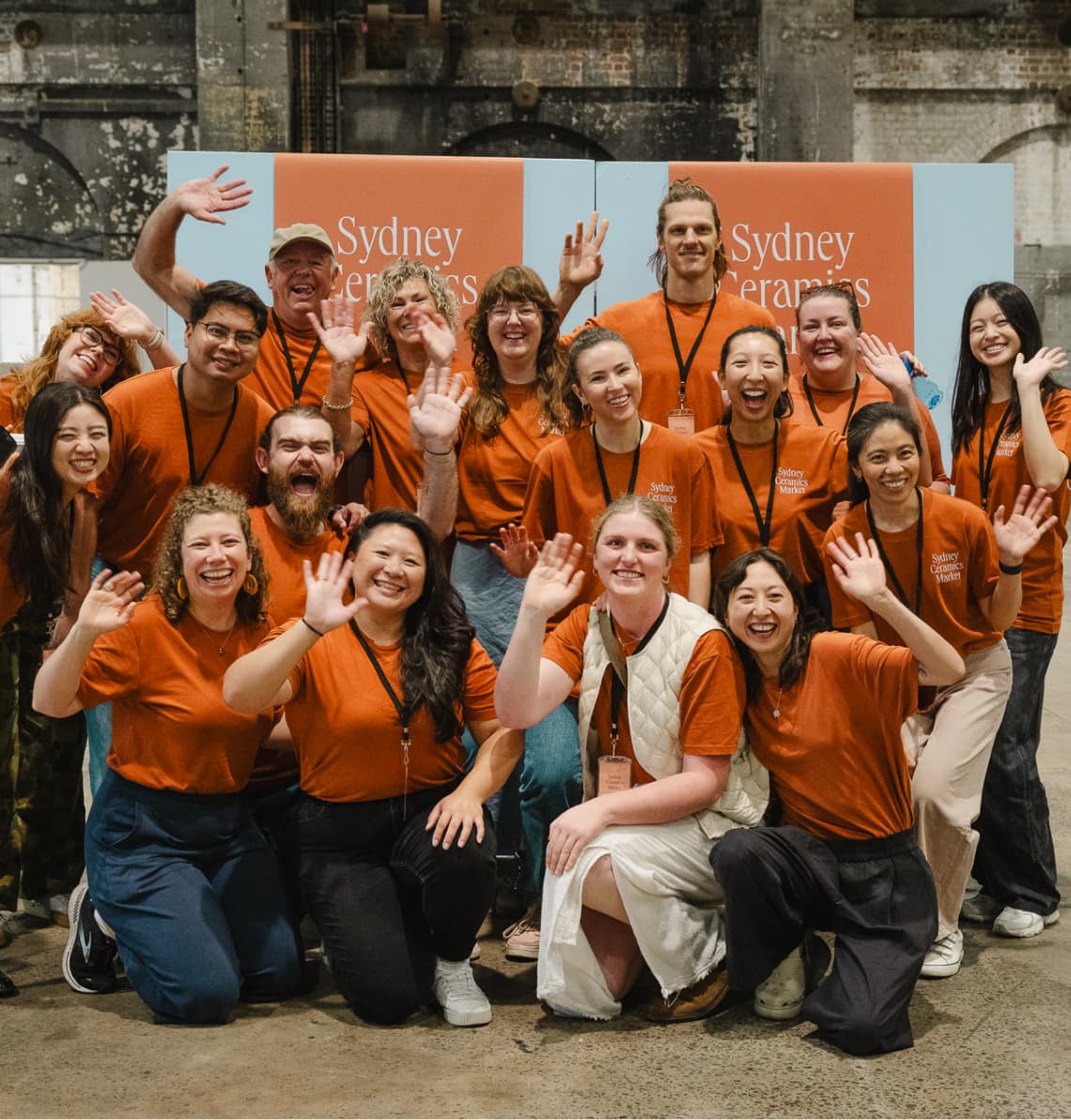 Group shot of the 2025 volunteer team at Sydney Ceramics Market, photo: Amy Piddington.
