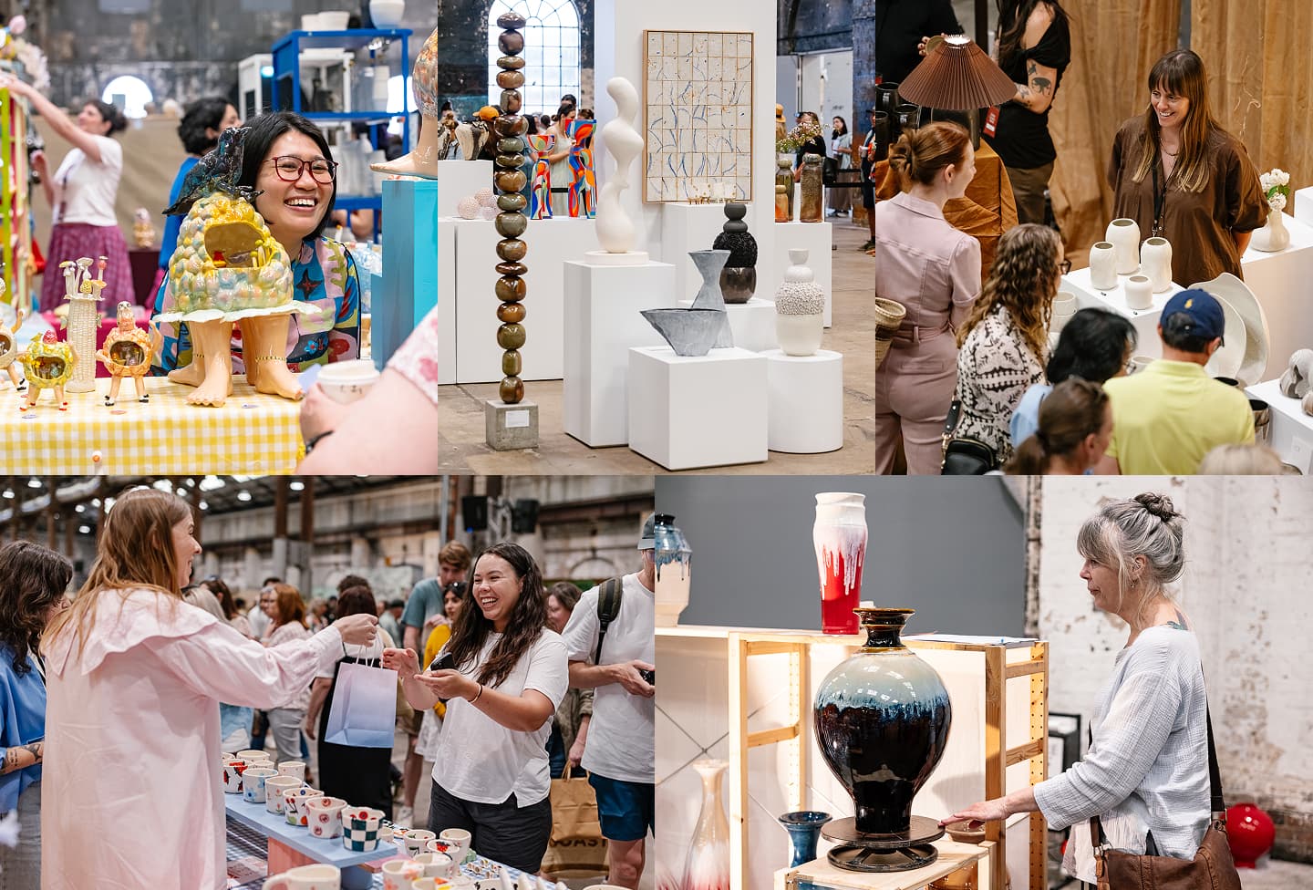 Collage of market goers who have attended previous Sydney Ceramics Markets.