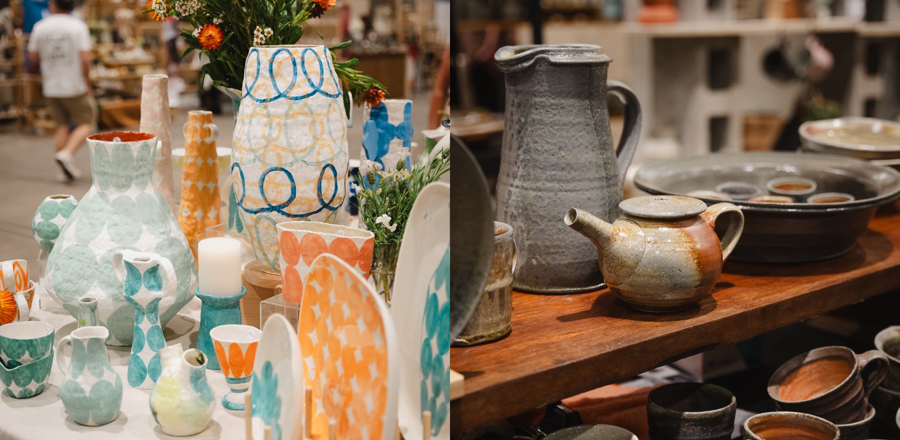Stallholders present their ceramic pieces at Sydney Ceramics Market, photo: Amy Piddington.