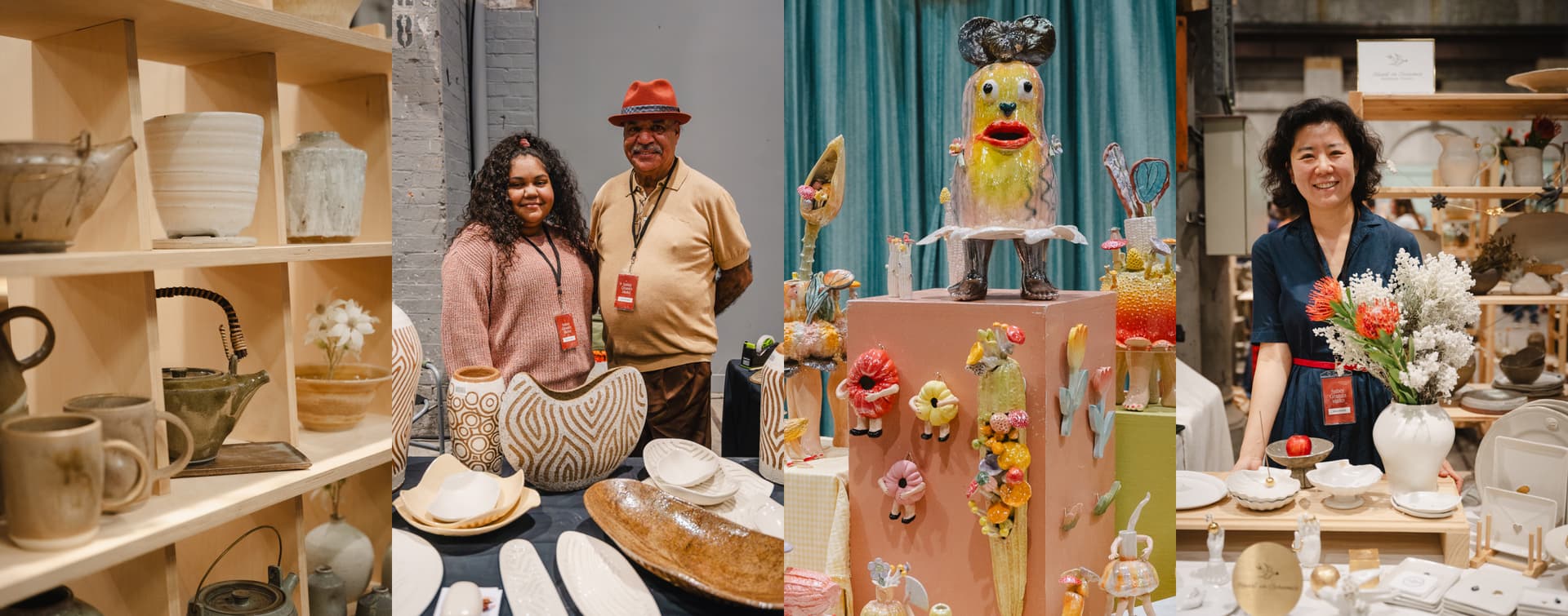 Patrons wander the stalls at Sydney Ceramics Market 2023 hosted at Carriageworks, photo: Amy Piddington.